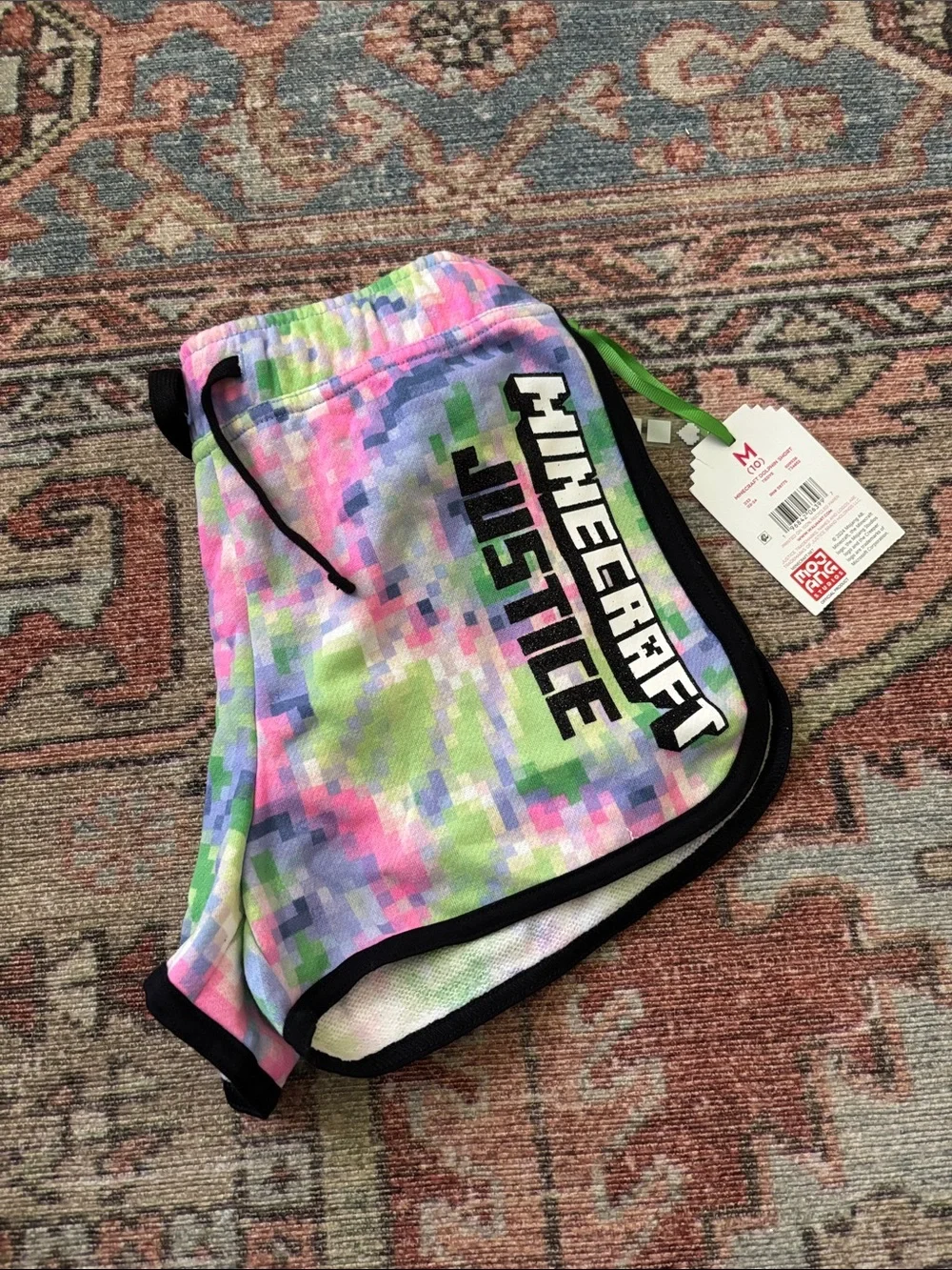 Minecraft Justice Girls' Pixel Print Active Shorts - Multicolor NWT